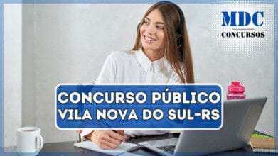 Mulher positiva em fones de ouvido, estudando no laptop | Câmara de Vila Nova do Sul – RS abre Concurso Público com salários de até R$ 5.764,22
