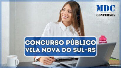 Mulher positiva em fones de ouvido, estudando no laptop | Câmara de Vila Nova do Sul – RS abre Concurso Público com salários de até R$ 5.764,22