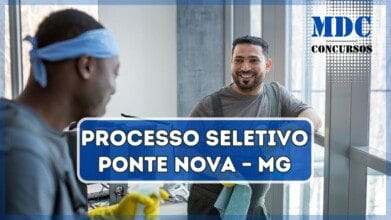 Processos Seletivos 7 Homens de porte médio limpando o escritório juntos | Processo Seletivo Ponte Nova – MG