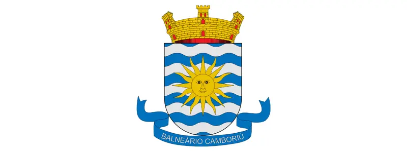 Balneário Camboriú oferece salários de até R$ 6,1 mil em Processo Seletivo 1 Brasão oficial de Balneário Camboriú com sol dourado ao centro, ondas azuis e brancas e coroa mural dourada no topo.