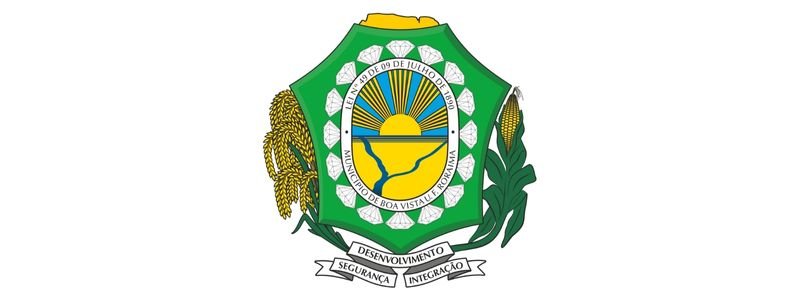 Boa Vista/RR abre concurso com 676 vagas de até R$ 7.506,17 1 Brasão do município de Boa Vista, Roraima, com sol nascente, rio, espigas de arroz e ramo de planta, além de faixa com lema municipal.