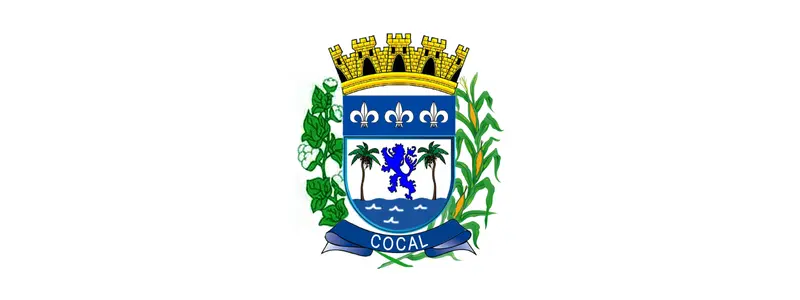 Prefeitura de Cocal/PI abre processo seletivo com 103 vagas imediatas 1 Brasão oficial do município de Cocal PI com escudo azul coroado e elementos vegetais laterais