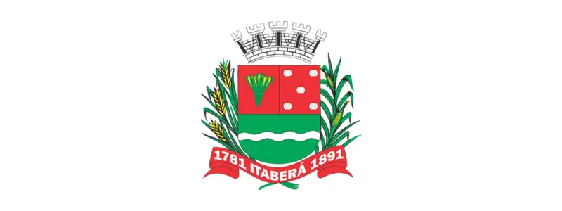Itaberá/SP abre concurso com salários de até R$ 22.464,40 1 Brasão da Prefeitura de Itaberá com escudo vermelho e verde, símbolos agrícolas, coroa mural prateada e faixa vermelha com as datas 1781 e 1891.