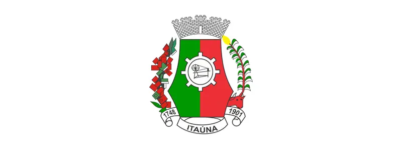 Itaúna-MG oferece salários de até R$ 5.223,46 em processo seletivo 1 Brasão do município de Itaúna-MG com escudo dividido em verde e vermelho, engrenagem central, ramos laterais e faixa inferior com o nome Itaúna e as datas 1748 e 1901.
