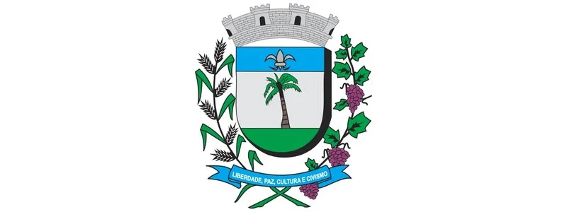 Jarinu/SP lança concurso com salários de até R$ 13.455,00 3 Brasão do município de Jarinu/SP com coroa mural, palmeira central, ramos de milho e uva nas laterais e faixa azul com lema Liberdade, Paz, Cultura e Civismo