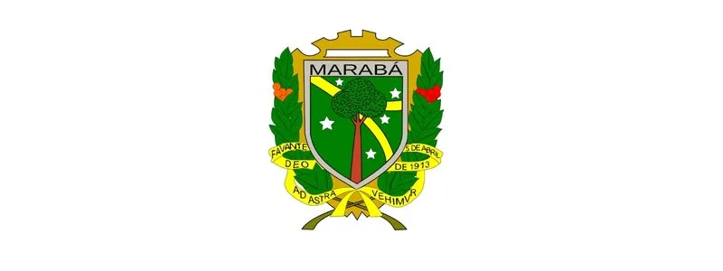 SEMED Marabá/PA abre seleção com salários de até R$ 2.461,11 1 Brasão oficial do município de Marabá, em formato de escudo verde com árvore central, estrelas, faixa amarela e ramos laterais.