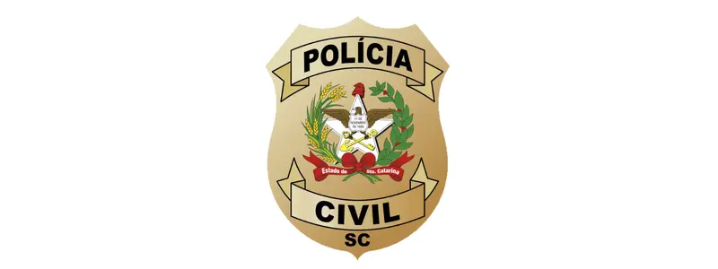 PCSC abre concurso com 300 vagas e salários de até R$ 10.270,00 1 Brasão da Polícia Civil de Santa Catarina - PCSC com escudo dourado, símbolo central com estrela, ramos e a inscrição Polícia Civil SC