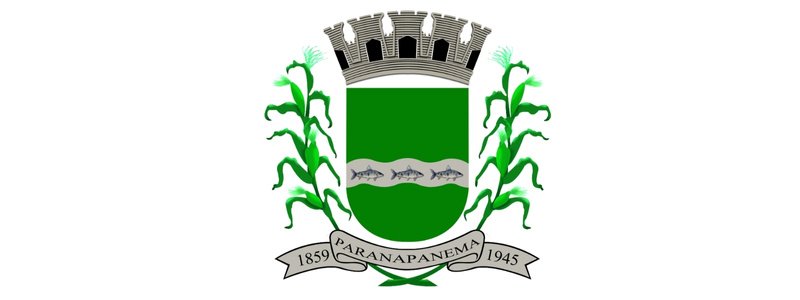 Paranapanema/SP abre concurso com salários de até R$ 9,3 mil 1 Brasão do município de Paranapanema/SP com escudo verde, três peixes ao centro, coroado por muralha e ladeado por ramos de milho.