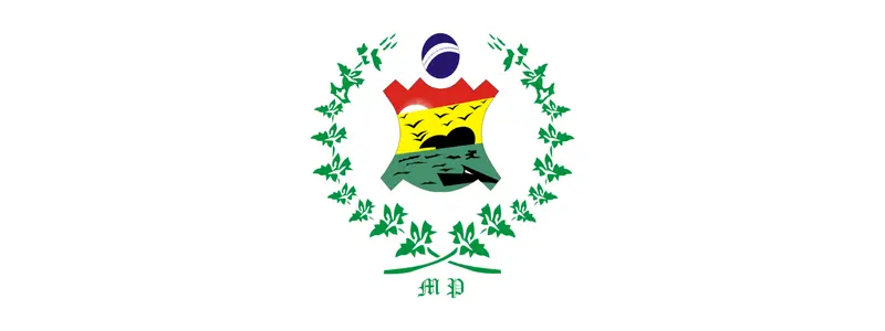 Brasão oficial do município de Petrolina, em Pernambuco, com escudo colorido e ramos verdes ao redor.
