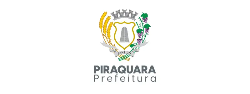 Prefeitura de Piraquara/PR abre concurso com salários de até R$ 21.754,08 1 Brasão oficial da Prefeitura de Piraquara com elementos agrícolas e nome do município abaixo
