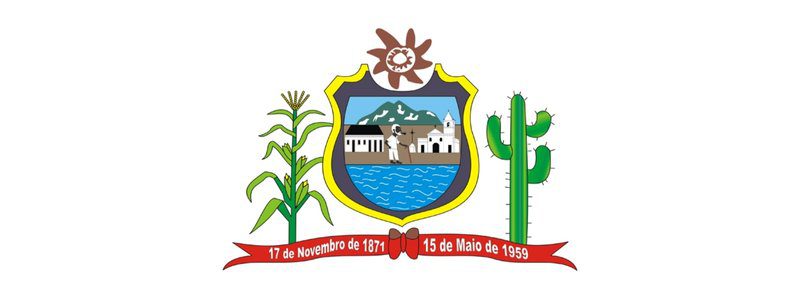 Brasão da Prefeitura de Congo/PB com elementos regionais como milho, cacto, rio, igreja e montanhas, com datas históricas em faixa vermelha.
