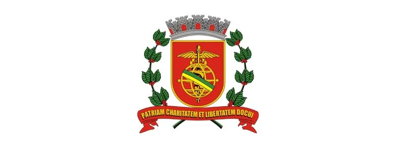 Prefeitura de Santos/SP abre concurso com 39 vagas de até R$ 4.819,49 1 Brasão da cidade de Santos-SP em fundo branco com escudo vermelho, globo dourado com espada e asas, ramos verdes laterais e faixa vermelha com lema em latim.