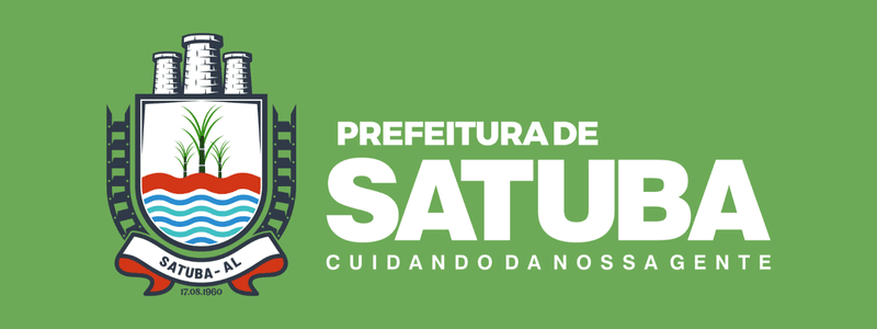 Satuba (AL) abre concurso com 373 vagas de até R$ 5.160,00 1 Brasão oficial da Prefeitura de Satuba (AL) em fundo verde, com escudo exibindo cana-de-açúcar e ondas azuis, acompanhado do texto “Prefeitura de Satuba – Cuidando da nossa gente”