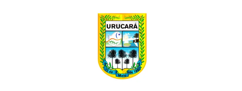 Prefeitura de Urucará/AM abre processo seletivo com 555 vagas 1 Brasão de armas do município de Urucará sobre fundo branco, exibindo elementos da fauna e flora amazônica e a data de fundação 12 de maio de 1887.
