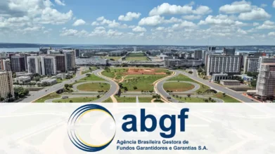 Vista aérea de Brasília com o logotipo da ABGF, arte do concurso ABGF