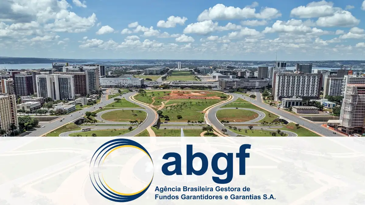 Concurso ABGF 2026 abre 49 vagas com salários de até R$ 15,2 mil em Brasília 1 Vista aérea de Brasília com o logotipo da ABGF, arte do concurso ABGF