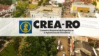 Logotipo do CREA-RO sobre foto aérea de cidade de Rondônia no concurso CREA RO 2026