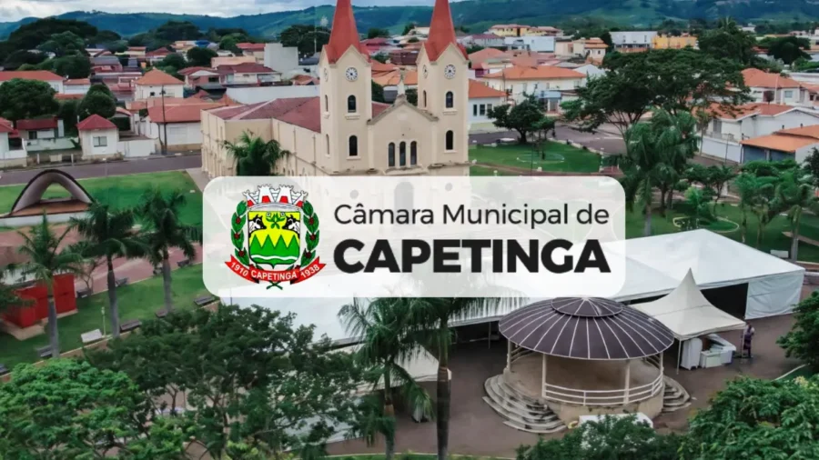 Concurso Câmara de Capetinga MG com vista da cidade e prédio central