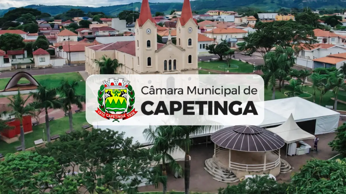 Concurso Câmara de Capetinga MG com vista da cidade e prédio central
