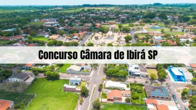 Concurso Câmara de Ibirá SP 2026 — vista aérea da cidade de Ibirá, no interior de São Paulo