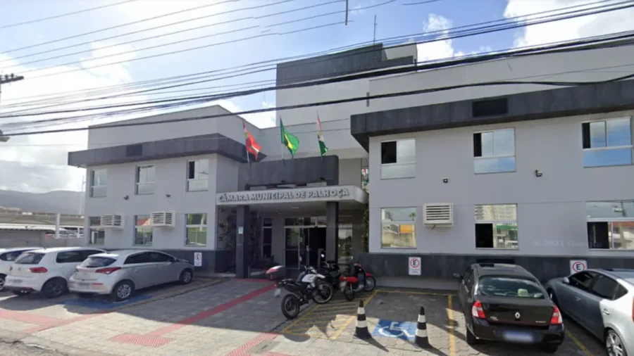 Fachada da Câmara Municipal de Palhoça SC, sede do concurso Câmara de Palhoça SC 2026