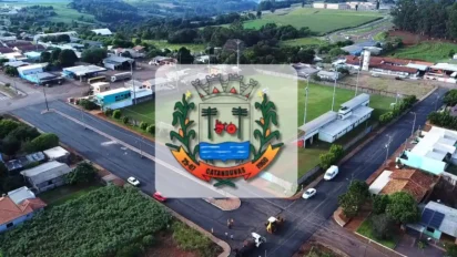 Concurso Catanduvas (PR) com vista aérea da cidade e brasão do município em destaque