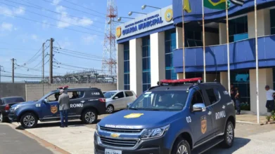 Viaturas ROMU em frente à sede da Guarda Municipal no concurso Hortolândia SP
