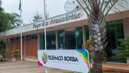 Concurso Telêmaco Borba PR 2026 — fachada do Paço das Araucárias, sede da Prefeitura Municipal de Telêmaco Borba, no Paraná