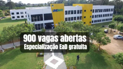 Especialização EaD gratuita da UNEMAT com 900 vagas abertas em cursos de pós-graduação