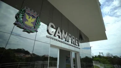 Fachada da sede do CAMPREV com brasão de Campinas, Estágio CAMPREV Campinas SP