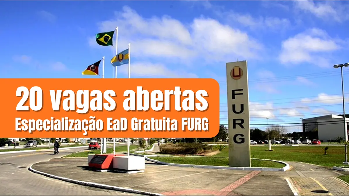 FURG abre 20 vagas para especialização EaD gratuita em Atendimento Educacional Especializado 1 Especialização EaD gratuita da FURG: entrada do campus com destaque para 20 vagas abertas