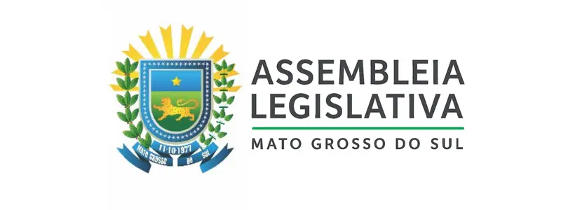 Logotipo da Assembleia Legislativa de Mato Grosso do Sul  - ALMS com brasão oficial ao lado do nome da instituição em destaque.
