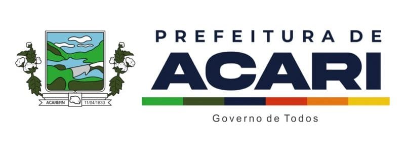 Acari (RN) abre processo seletivo com salários de R$ 3,6 mil 1 Logotipo da Prefeitura de Acari RN com brasão à esquerda e a frase "Prefeitura de Acari – Governo de Todos" ao lado direito.