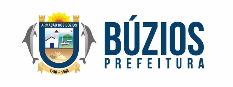 Búzios (RJ) abre processo seletivo com salário de R$ 6,3 mil 1 Logotipo da Prefeitura de Armação dos Búzios com brasão central e texto “Búzios Prefeitura” ao lado.