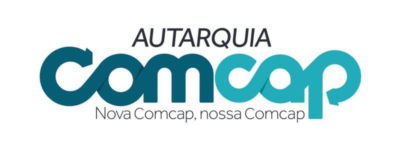 Logotipo da COMCAP com o texto "Autarquia COMCAP" e o slogan "Nova Comcap, nossa Comcap" em destaque.