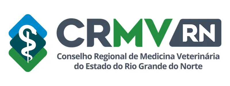 Logotipo do CRMV-RN com símbolo estilizado e o nome Conselho Regional de Medicina Veterinária do Estado do Rio Grande do Norte em fundo branco