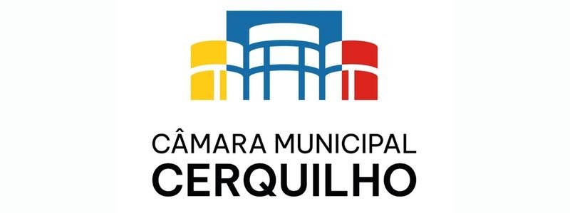 Câmara de Cerquilho abre concurso c/ salários de até R$ 5,6 mil 1 Logotipo da Câmara Municipal de Cerquilho com ilustração estilizada do prédio em azul, amarelo, branco e vermelho, acompanhada do nome abaixo.