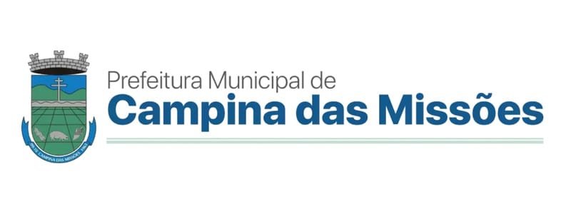 Campina das Missões abre concurso com 26 vagas de até R$ 12,7 mil 1 Logotipo da Prefeitura Municipal de Campina das Missões com brasão à esquerda e o nome da instituição em destaque à direita.