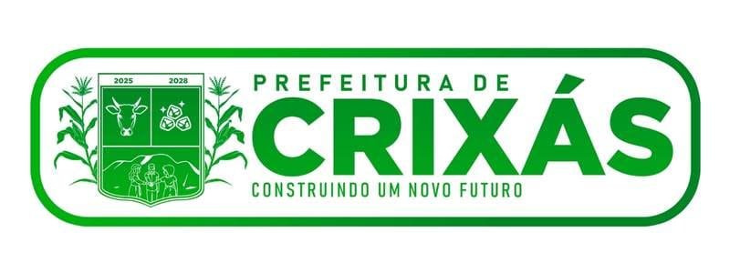 Crixás (GO) lança seleção com 547 vagas de até R$ 5 mil 1 Logotipo da Prefeitura de Crixás com brasão verde, inscrições dos anos 2025 e 2028, e o lema "Construindo um novo futuro" em destaque.