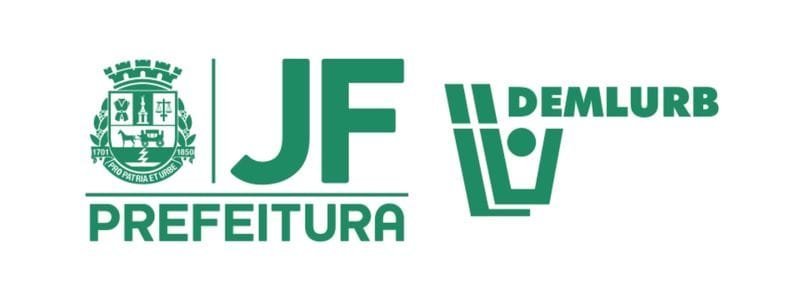 DEMLURB Juiz de Fora abre vagas c/ salários de até R$ 2,3 mil 1 Logotipo da Prefeitura de Juiz de Fora com brasão ao lado das iniciais "JF" e a palavra "PREFEITURA", seguido pelo logotipo e nome "DEMLURB" em verde.