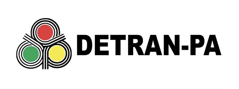 Detran-PA abre processo seletivo c/ 110 vagas de Nível Médio 1 Logotipo do Detran-PA com ícones de semáforo nas cores vermelho, amarelo e verde ao lado do nome do órgão em texto preto