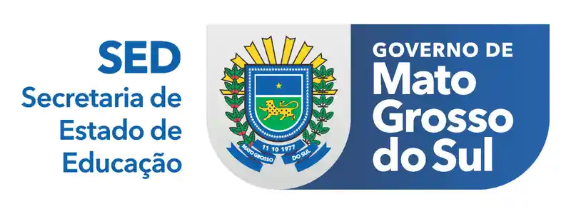 Logotipo da Secretaria de Estado de Educação de Mato Grosso do Sul com brasão oficial e nome do Governo de Mato Grosso do Sul ao lado