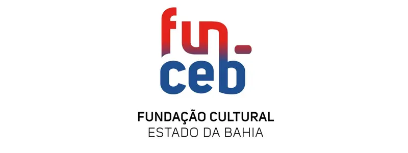 Logotipo da FUNCEB com as letras “fun-ceb” em estilo moderno nas cores vermelho e azul, acompanhado do texto “Fundação Cultural do Estado da Bahia” abaixo.