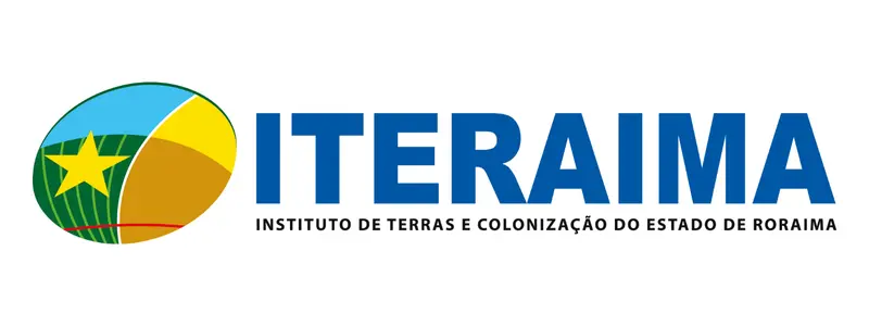 Logotipo do ITERAIMA com símbolo circular colorido e o nome Instituto de Terras e Colonização do Estado de Roraima em destaque