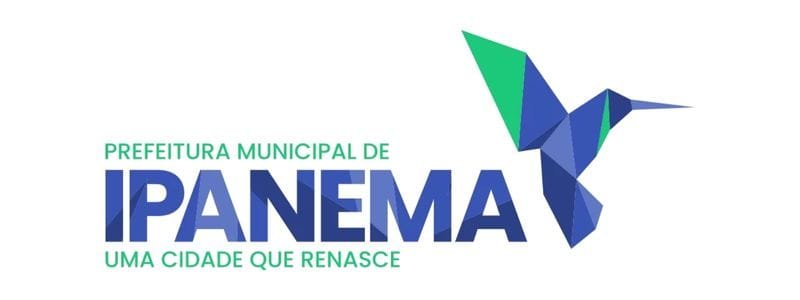 Ipanema - MG lança concurso com 174 vagas de até R$ 2,8 mil 1 Logotipo da Prefeitura Municipal de Ipanema com um beija-flor geométrico em azul e verde e o slogan "Uma cidade que renasce".