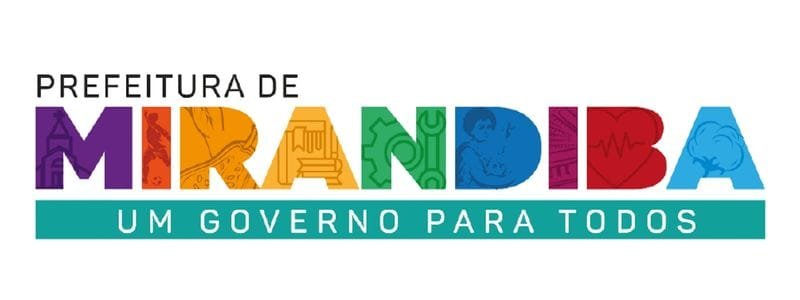 Mirandiba PE abre seleção com 53 vagas de R$ 3 mil para ACS 1 Logotipo da Prefeitura de Mirandiba com a frase "Um governo para todos" e a palavra "Mirandiba" escrita com letras coloridas e ícones representativos em cada letra.
