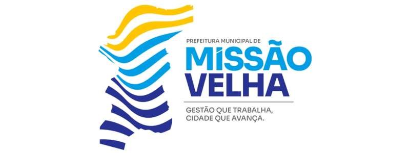 Missão Velha reabre concurso c/ 774 vagas de até R$ 6,7 mil 1 Logotipo da Prefeitura de Missão Velha com ilustração estilizada do mapa do Ceará em faixas coloridas e os dizeres "Gestão que trabalha, cidade que avança"