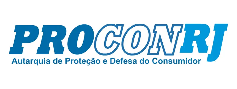 Logotipo do PROCON/RJ com a sigla em azul e a inscrição Autarquia de Proteção e Defesa do Consumidor abaixo
