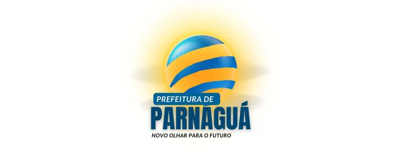 Logo da Prefeitura de Parnaguá com esfera azul e amarela estilizada e o slogan “Novo olhar para o futuro”.