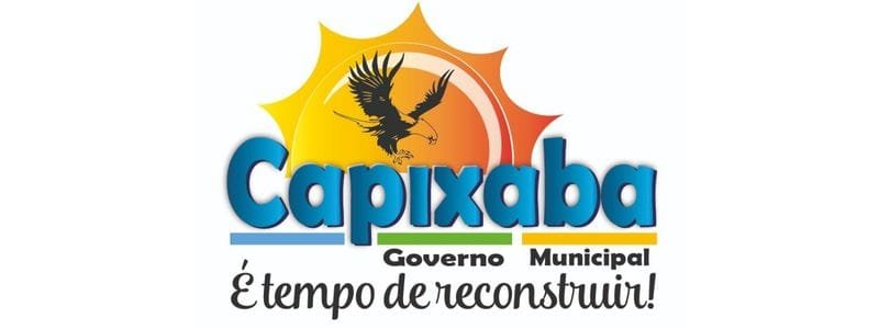Prefeitura de Capixaba AC abre processo seletivo c/ 51 vagas 1 Logo da Prefeitura de Capixaba/AC com sol ao fundo, uma águia sobrevoando e os dizeres “Capixaba Governo Municipal – É tempo de reconstruir!”